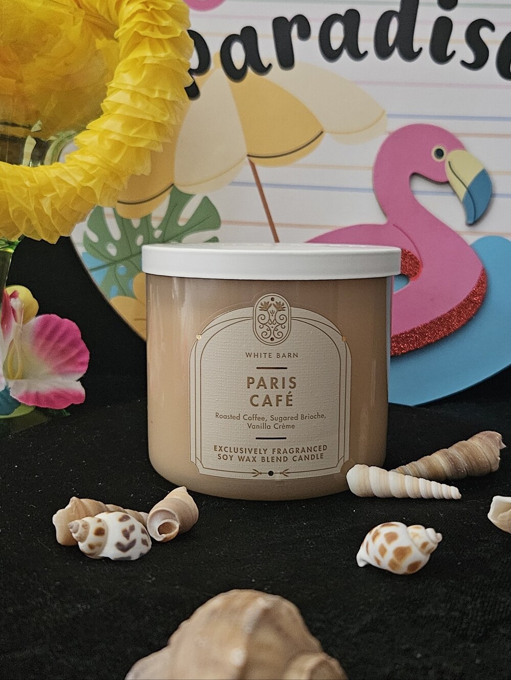 NWT White Barn Paris Café 3-wick Candle - Beige and White